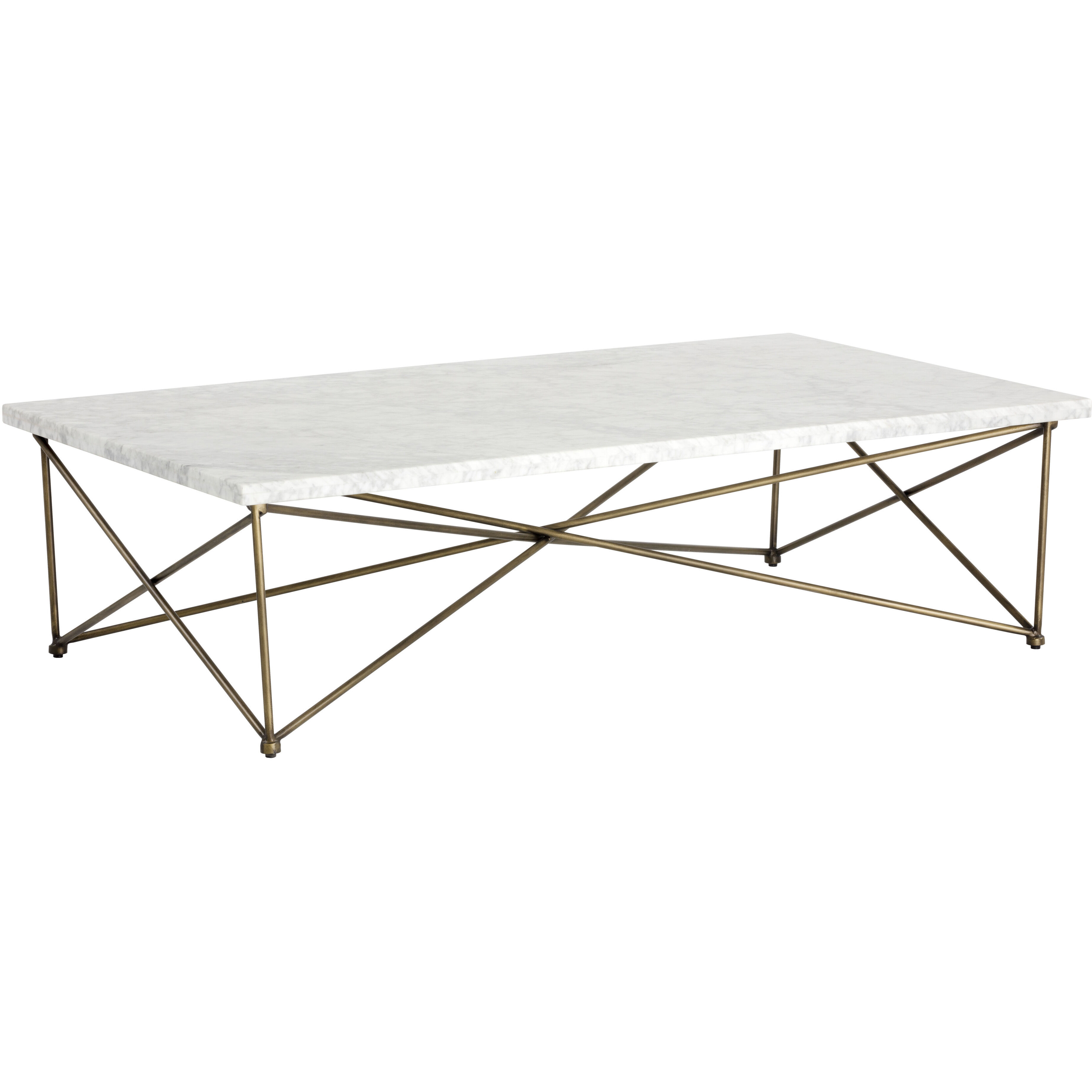 Skyy 55 X 31.5 inch White / Antique Brass Coffee Table